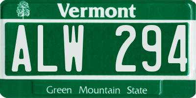 VT license plate ALW294