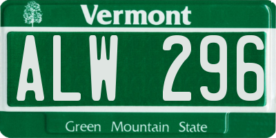 VT license plate ALW296