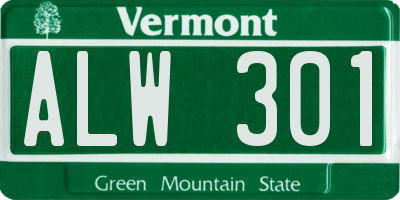 VT license plate ALW301