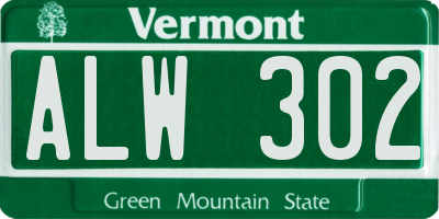 VT license plate ALW302