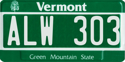VT license plate ALW303