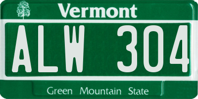 VT license plate ALW304