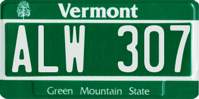 VT license plate ALW307