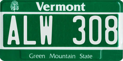 VT license plate ALW308
