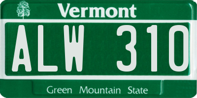 VT license plate ALW310