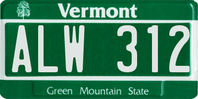VT license plate ALW312