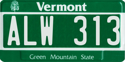 VT license plate ALW313