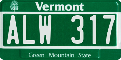 VT license plate ALW317