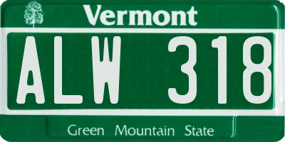 VT license plate ALW318