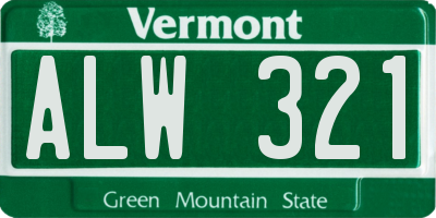 VT license plate ALW321