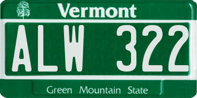 VT license plate ALW322