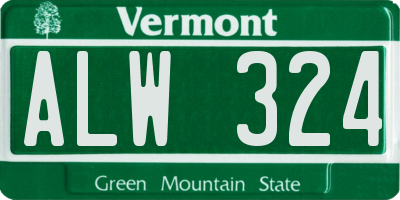 VT license plate ALW324