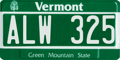 VT license plate ALW325