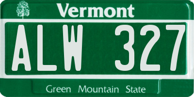 VT license plate ALW327