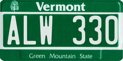 VT license plate ALW330