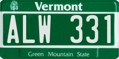 VT license plate ALW331