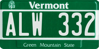 VT license plate ALW332