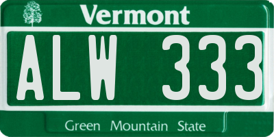 VT license plate ALW333