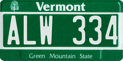 VT license plate ALW334