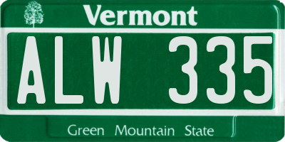 VT license plate ALW335