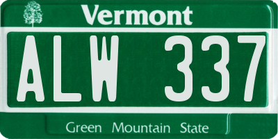 VT license plate ALW337
