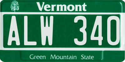 VT license plate ALW340