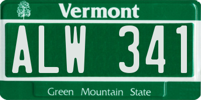 VT license plate ALW341
