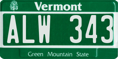VT license plate ALW343
