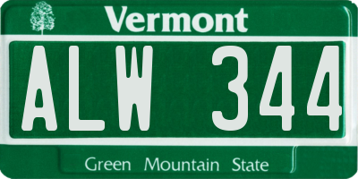 VT license plate ALW344