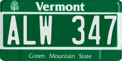 VT license plate ALW347