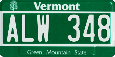 VT license plate ALW348