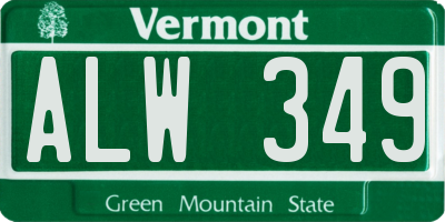 VT license plate ALW349