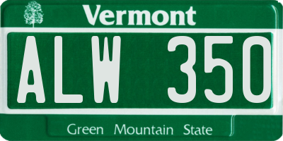VT license plate ALW350