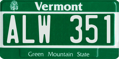 VT license plate ALW351
