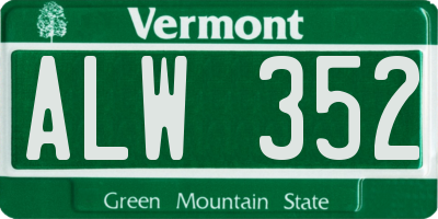VT license plate ALW352