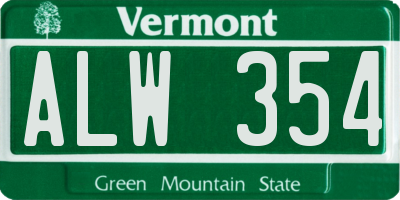 VT license plate ALW354