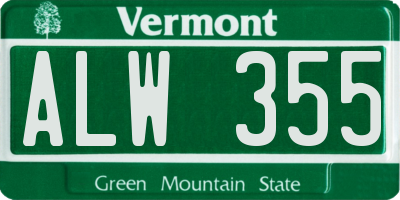 VT license plate ALW355