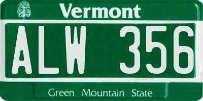 VT license plate ALW356
