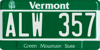 VT license plate ALW357
