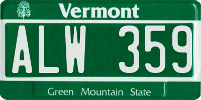 VT license plate ALW359
