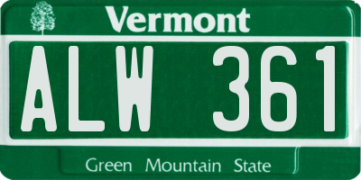 VT license plate ALW361