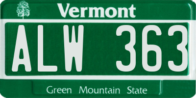 VT license plate ALW363