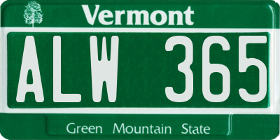 VT license plate ALW365
