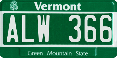 VT license plate ALW366