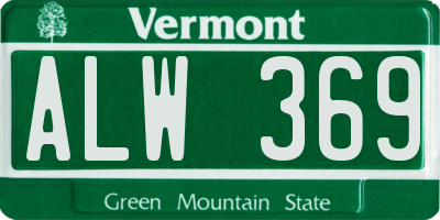 VT license plate ALW369