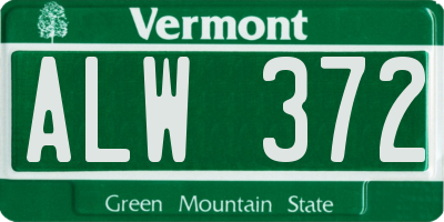 VT license plate ALW372