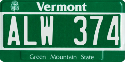 VT license plate ALW374