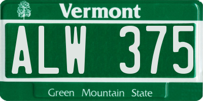 VT license plate ALW375