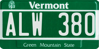 VT license plate ALW380