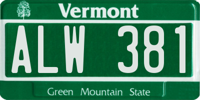 VT license plate ALW381